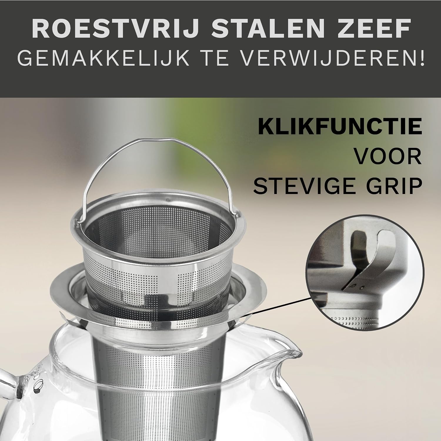 Thumbnail 6 de Creano 056 glazen theepot Snavel, 1,3 liter met RVS-filter