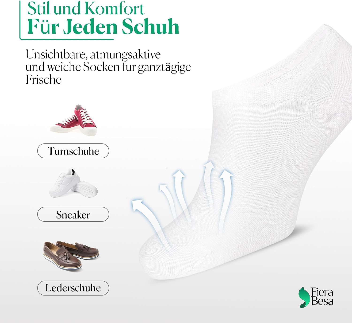 Thumbnail 3 de Fiera Besa BESA2022BUFS – niewidoczne skarpetki bambusowe unisex, 5 par