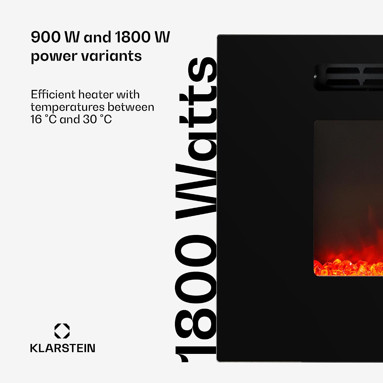 Detalle 2 de Klarstein Galeras GDW24-Galeras102B – kominek elektryczny 900/1800 W, LED 3 kolory