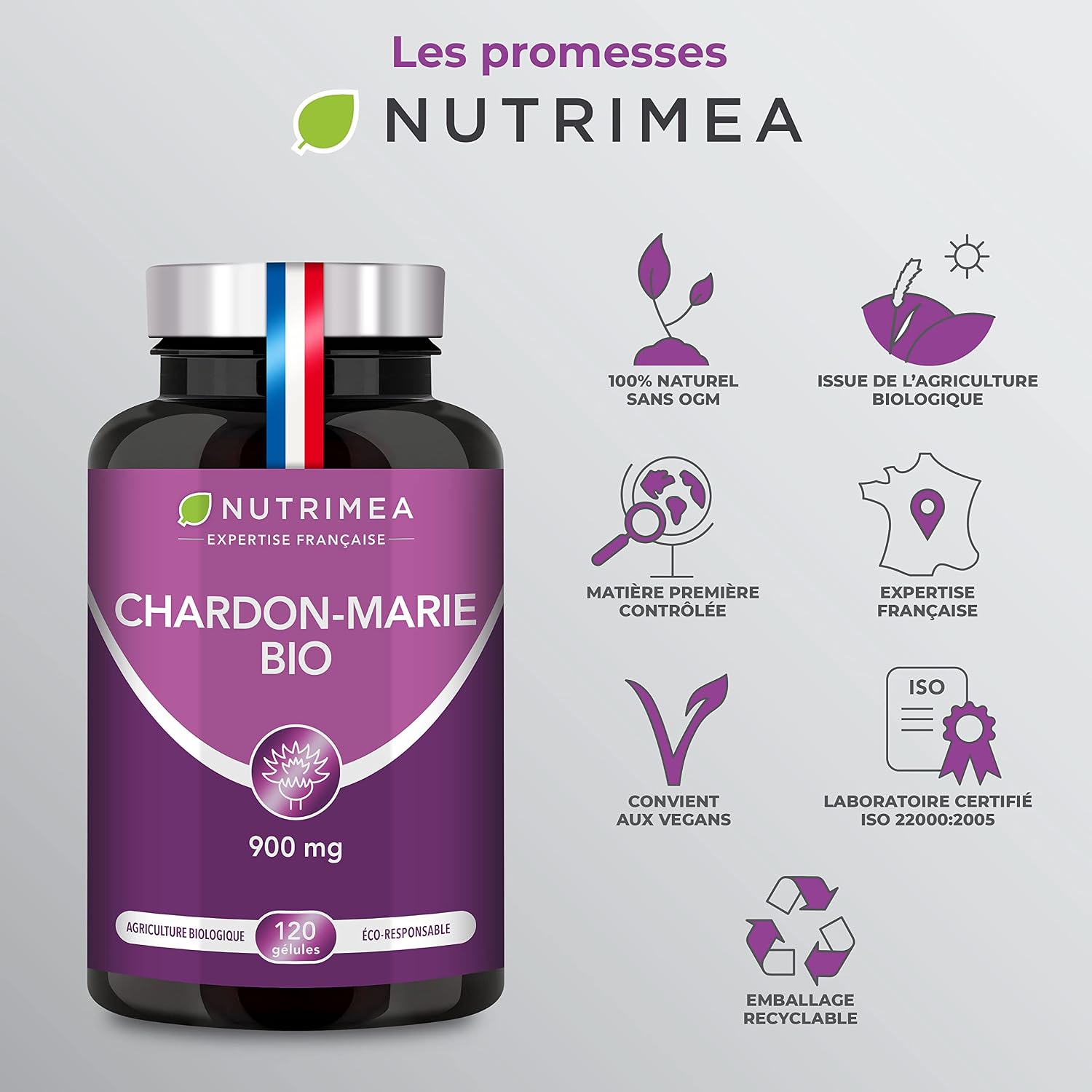 Thumbnail 6 de Chardon Marie BIO Nutrimea – Charbon actif végétal 95% (120 gélules vegan) pour confort digestif
