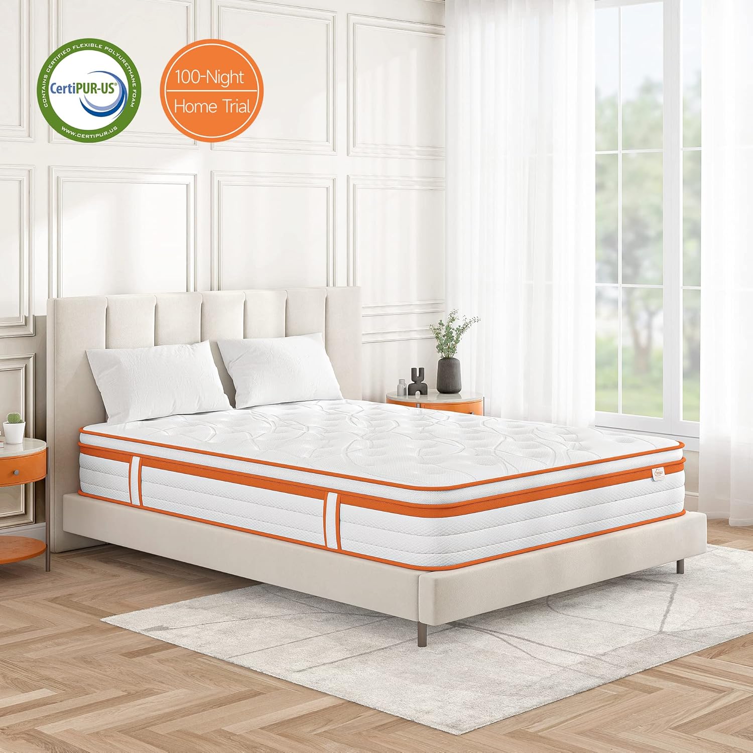 Thumbnail 1 de TeQsli 4FT Small Double Hybrid Mattress (Gel Memory Foam & Pocket Sprung) – 7-Zone Medium Firm 120x190x27cm