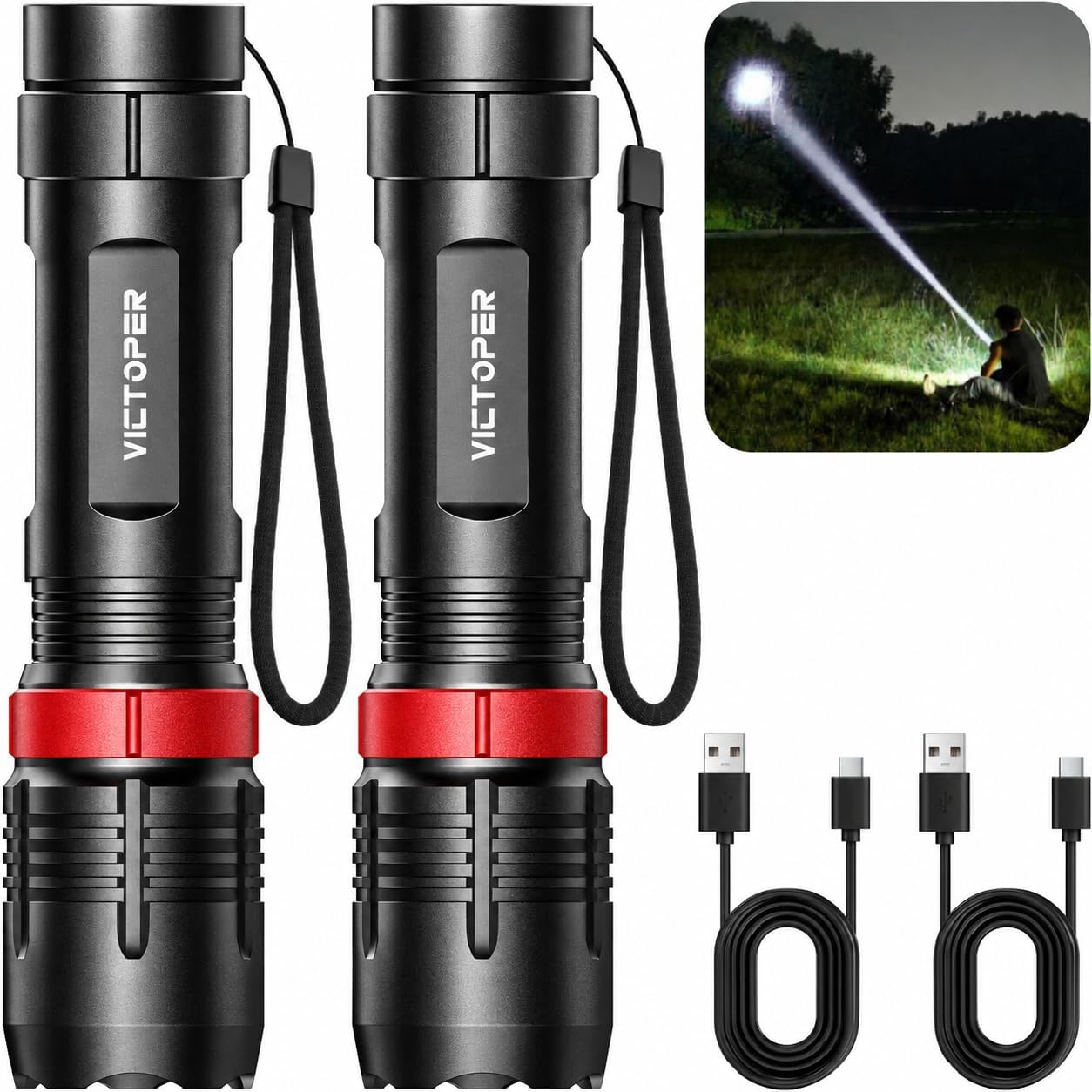 Detalle de Victoper Rechargeable Flashlight 2-Pack