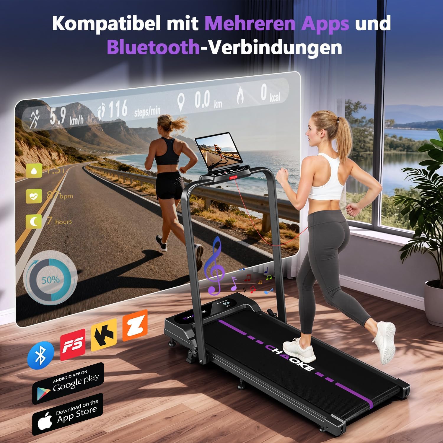 Thumbnail 1 de CHAOKE Laufband 2026 für Zuhause 2,75HP klappbar