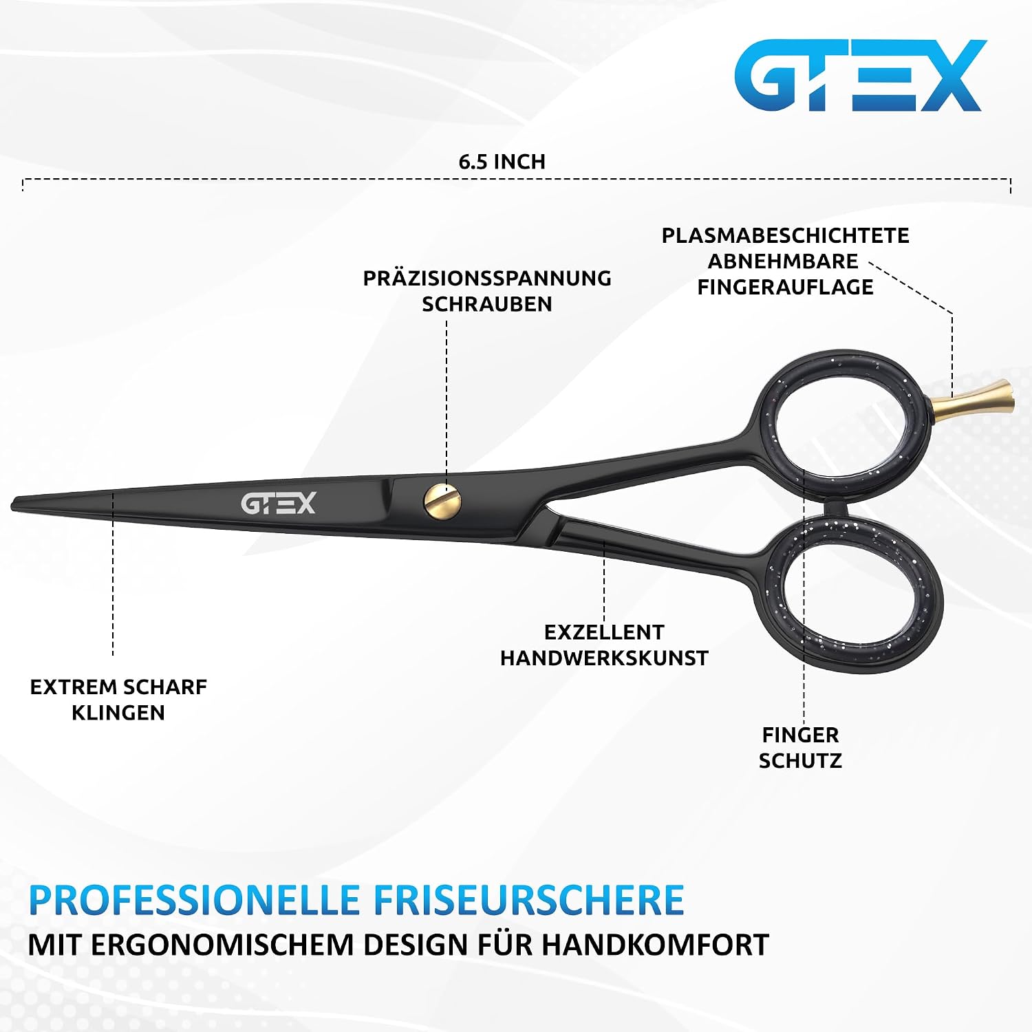 Detalle de GTEX Friseurschere 6,5 Zoll Profi Haarschneideschere