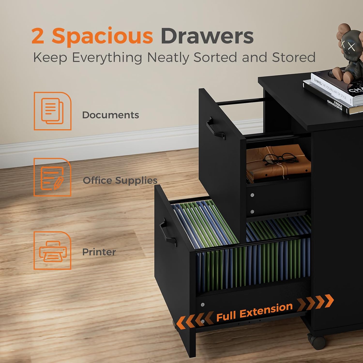 Thumbnail 5 de Sweetcrispy Rolling File Cabinet, 2-Drawer