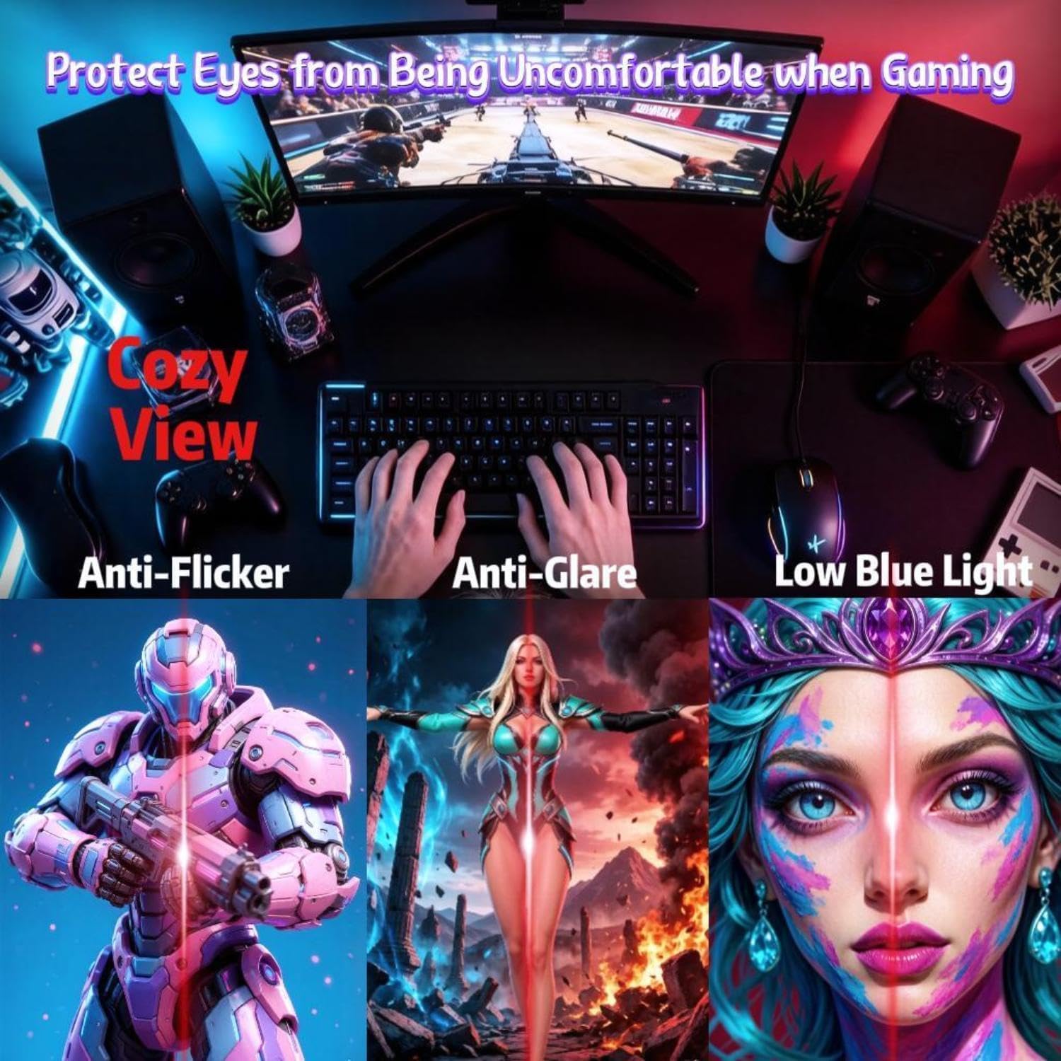 Thumbnail 5 de ZZA 27 Inch Curved Gaming Monitor (200Hz) — Full HD VA, FreeSync, HDMI & DisplayPort, VESA mountable