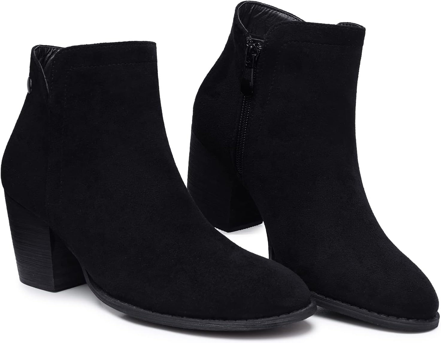 Detalle 2 de SHIBEVER Women's Ankle Boots, Almond Toe, 2.68-Inch Block Heel