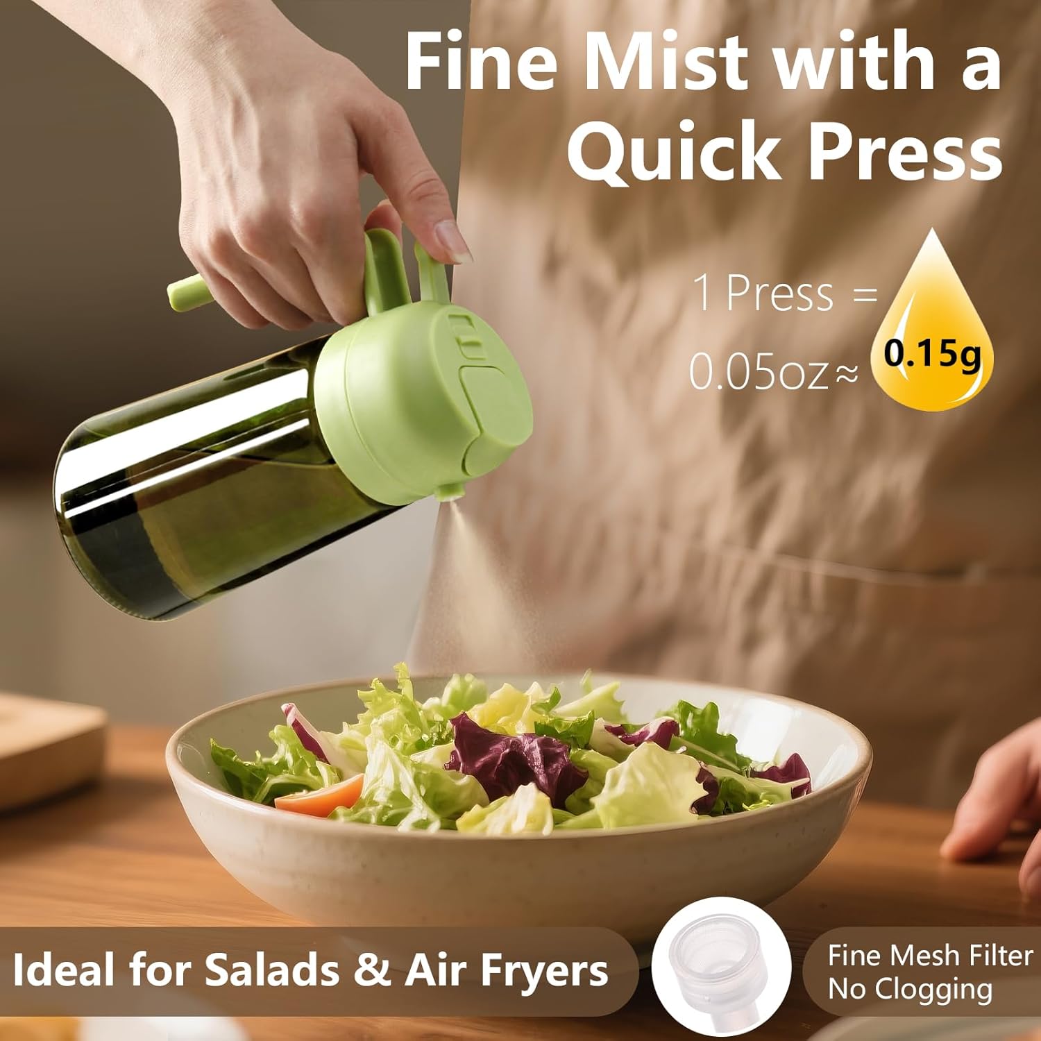 Thumbnail 2 de SWEET VIEW 2-Pcs Olive Oil Dispenser and Sprayer – 16oz Glass Light-Proof Pour Bottle