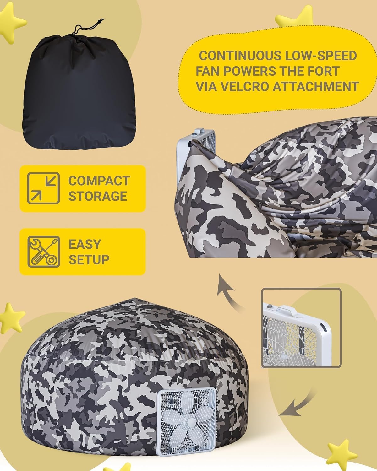 Detalle de Skywin SW-241-ATCWF Air Tent for Kids, 77 x 50 in Camo Fort