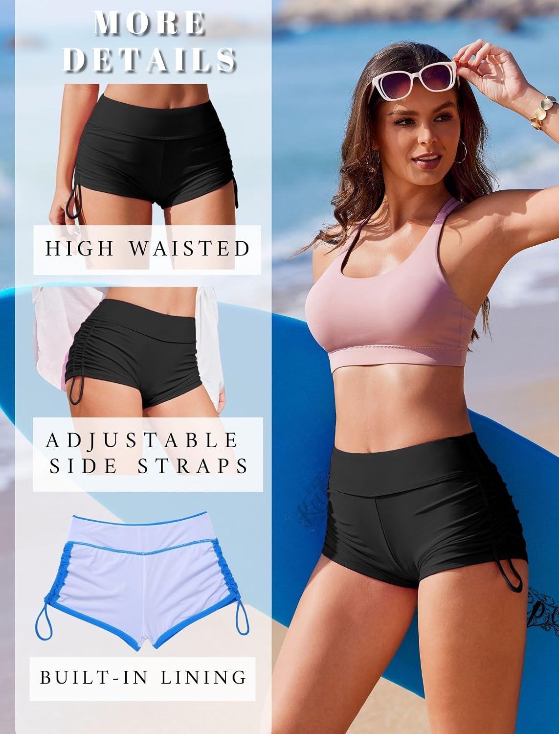 Thumbnail 3 de AI'MAGE Women's 3" High Waisted Swim Board Shorts
