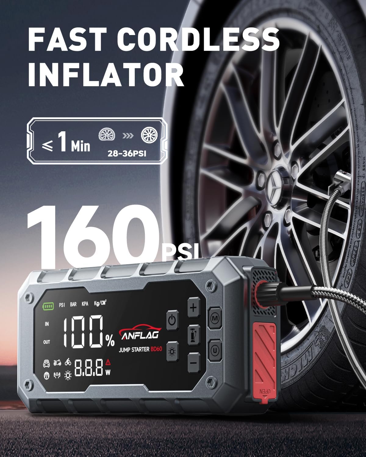 Detalle de ANFLAG 7000A 12V Jump Starter with 160PSI compressor