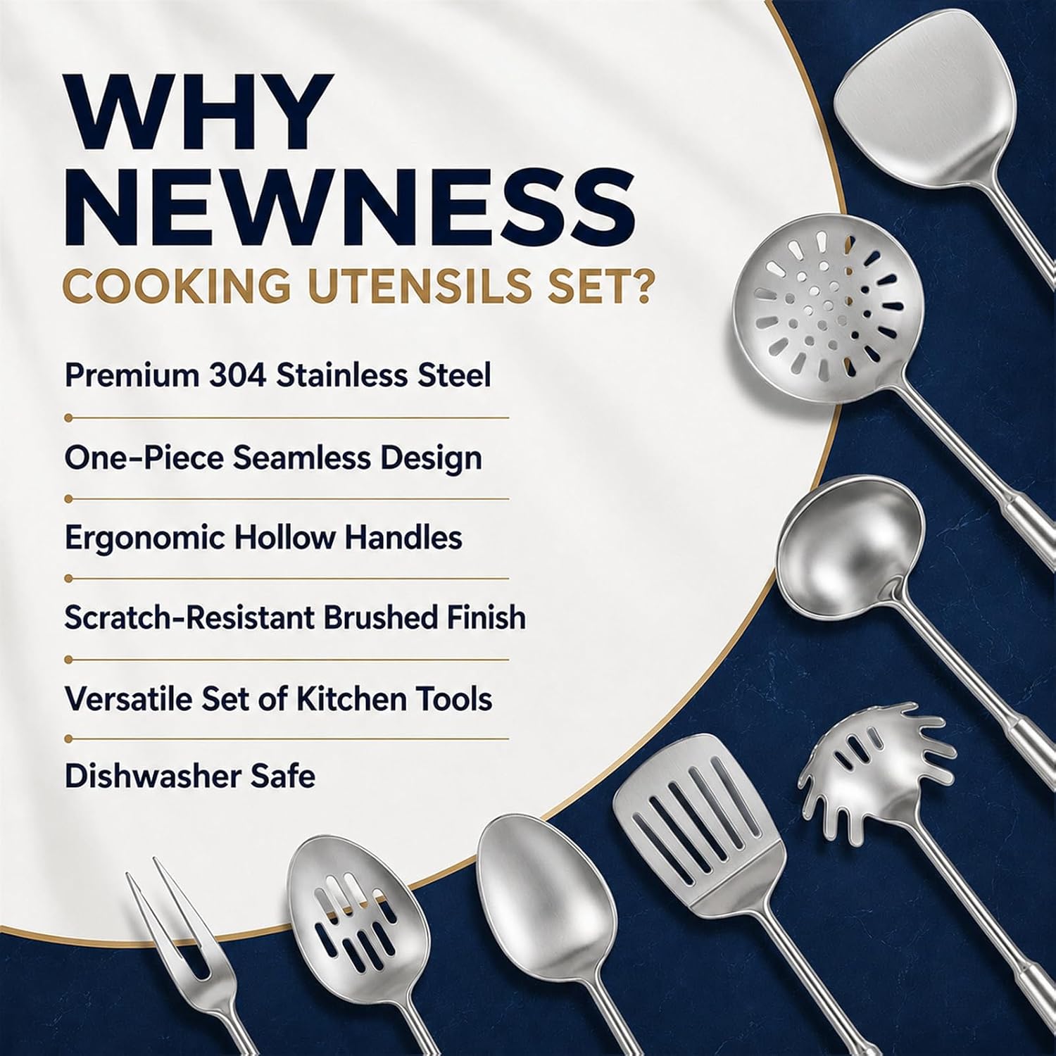 Thumbnail 2 de Newness Cooking Utensil Set, 18/8 Stainless Steel