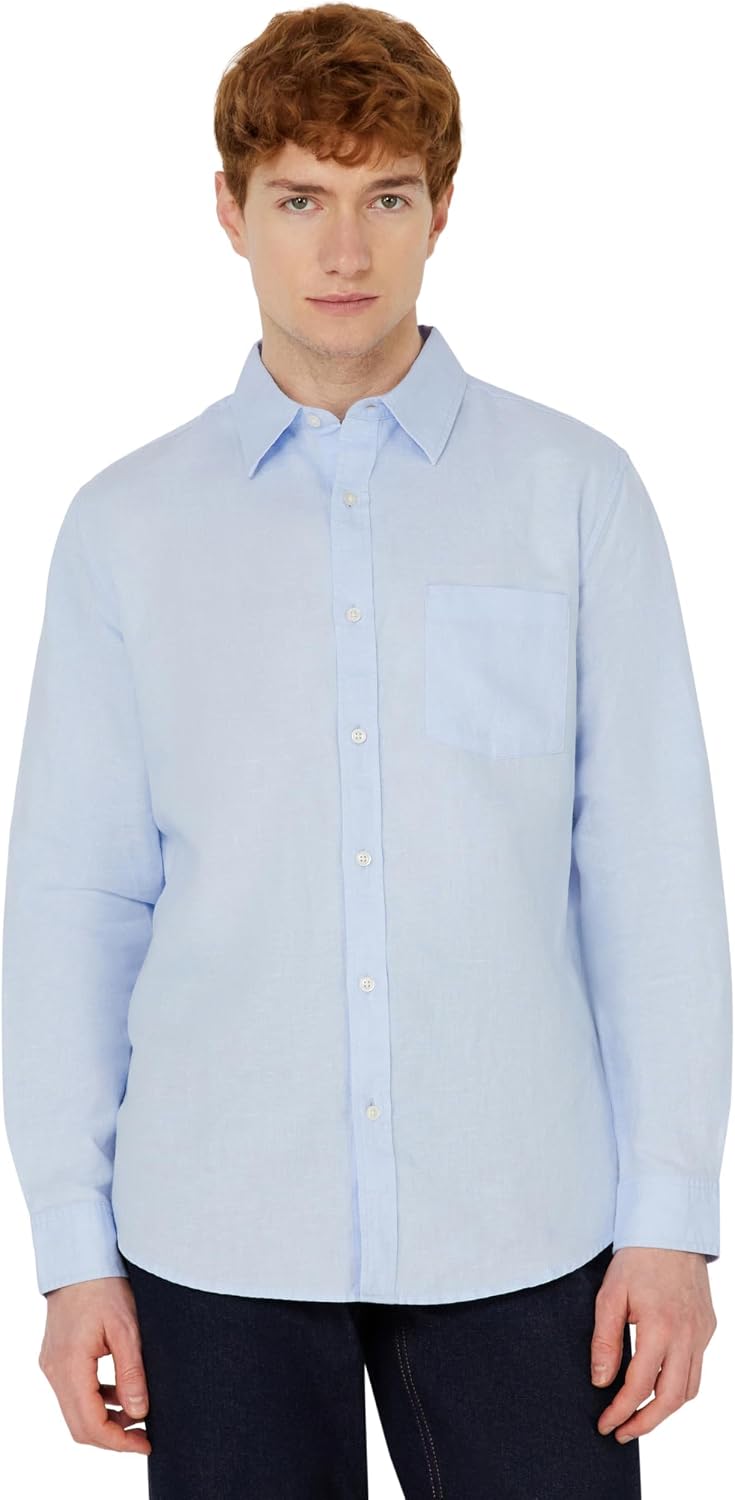 Detalle de Amazon Essentials Men's Regular-Fit Long Sleeve Linen Blend Shirt