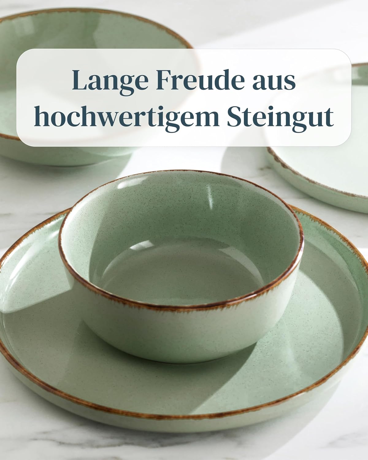 Detalle 2 de Steingut Geschirrset 6 Personen Rustic 24 tlg