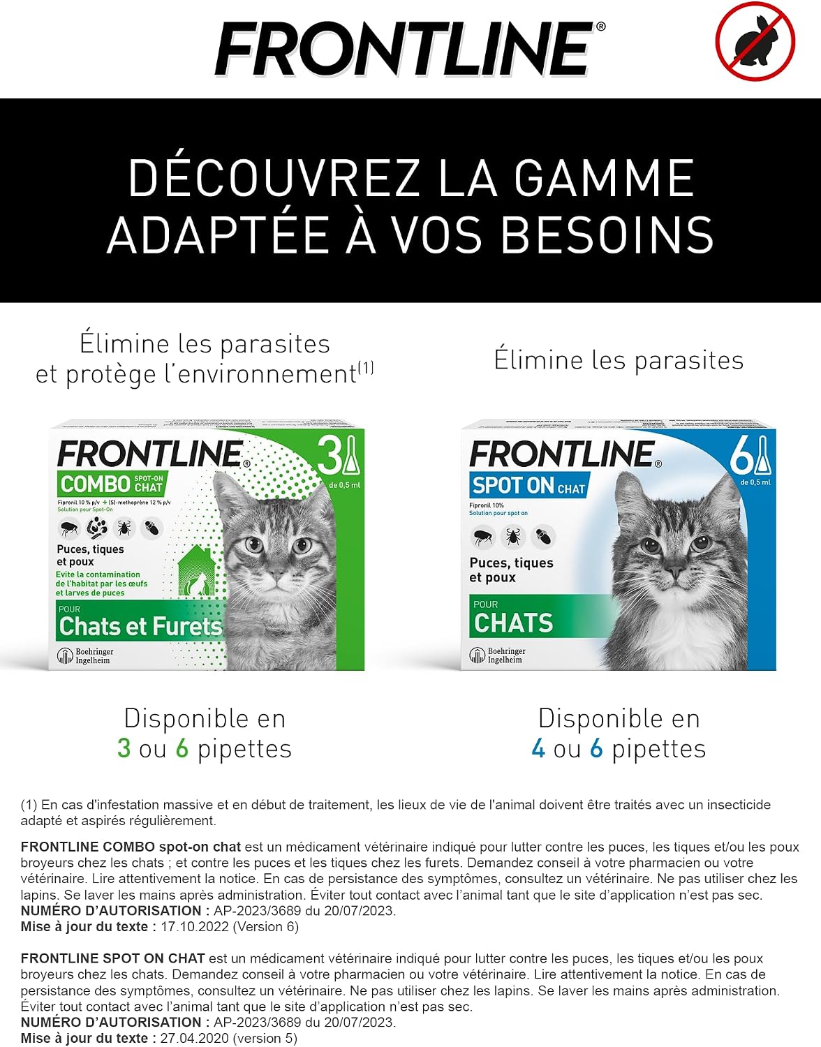 Thumbnail 4 de FRONTLINE Combo Chat – Anti Puces, Tiques & Poux (3 Pipettes) – Protection 4 Semaines