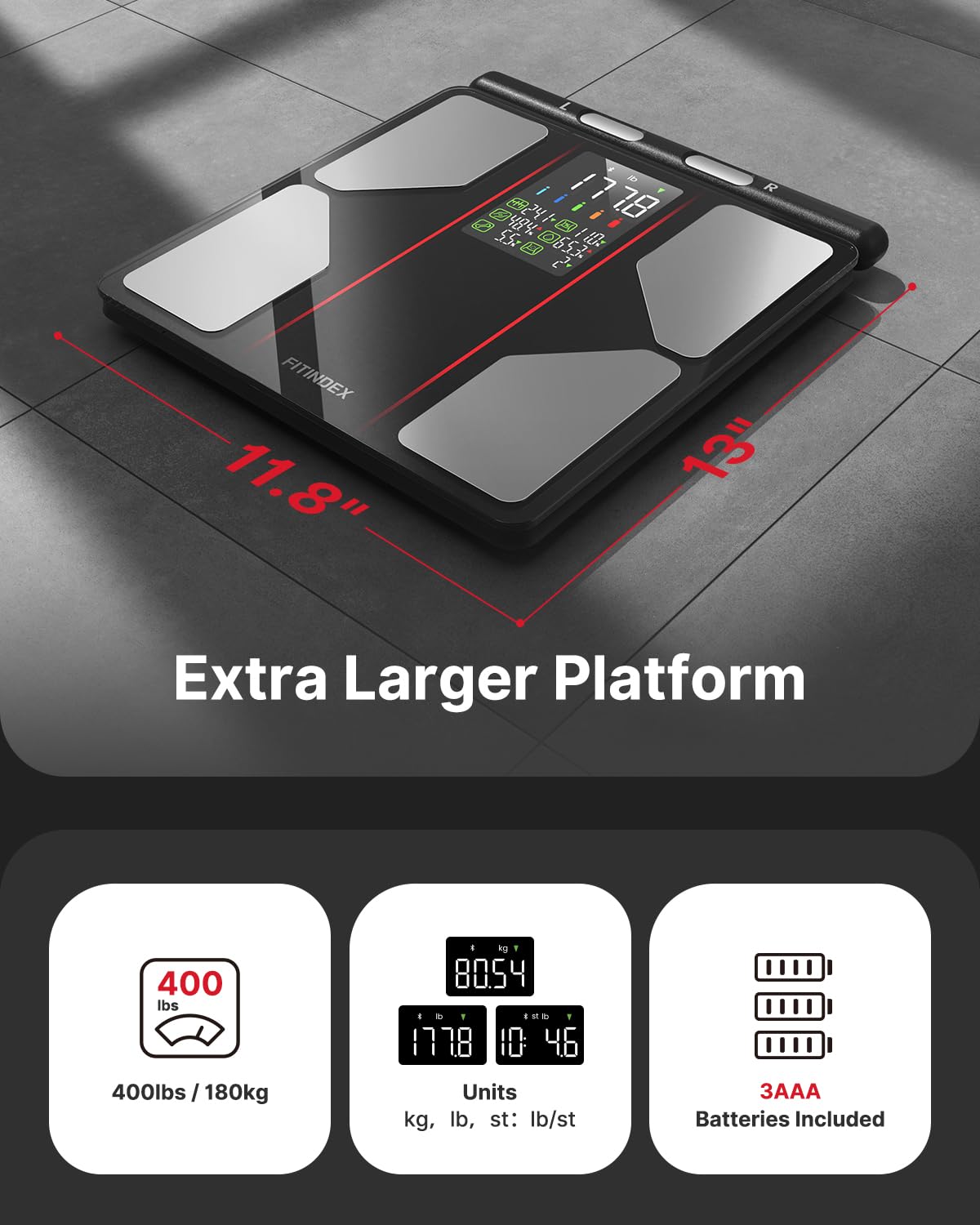 Thumbnail 6 de FITINDEX F-MSC01 Smart Body Composition Scale with Handle, 8-Electrode Analysis