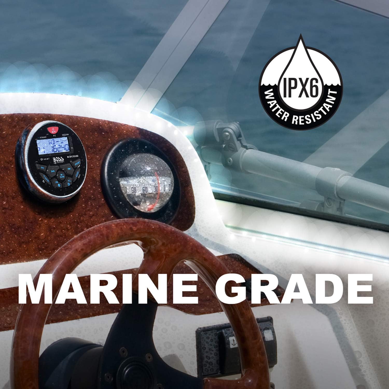 Detalle de BOSS Audio MGR350B Marine Boat Stereo Gauge Receiver with Bluetooth