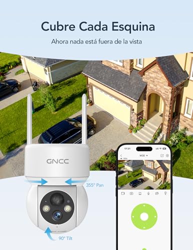 Detalle de GNCC Cámara de Vigilancia Exterior Solar WiFi 360° PTZ sin cables
