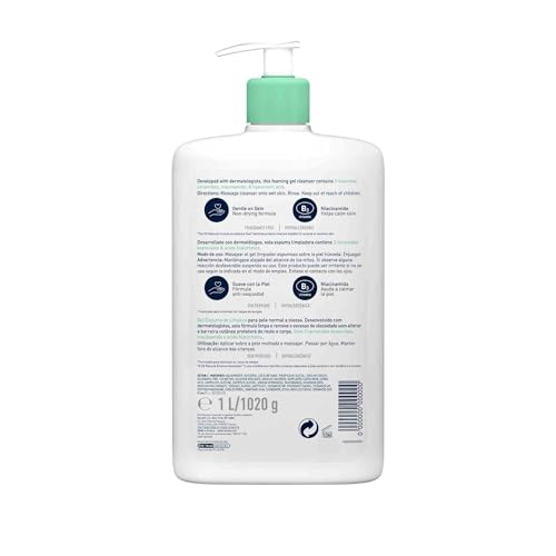 Thumbnail 1 de CeraVe Gel Limpiador Espumoso para Piel Normal a Grasa (1000 ml) con Ceramidas, Niacinamida y Ácido Hialurónico
