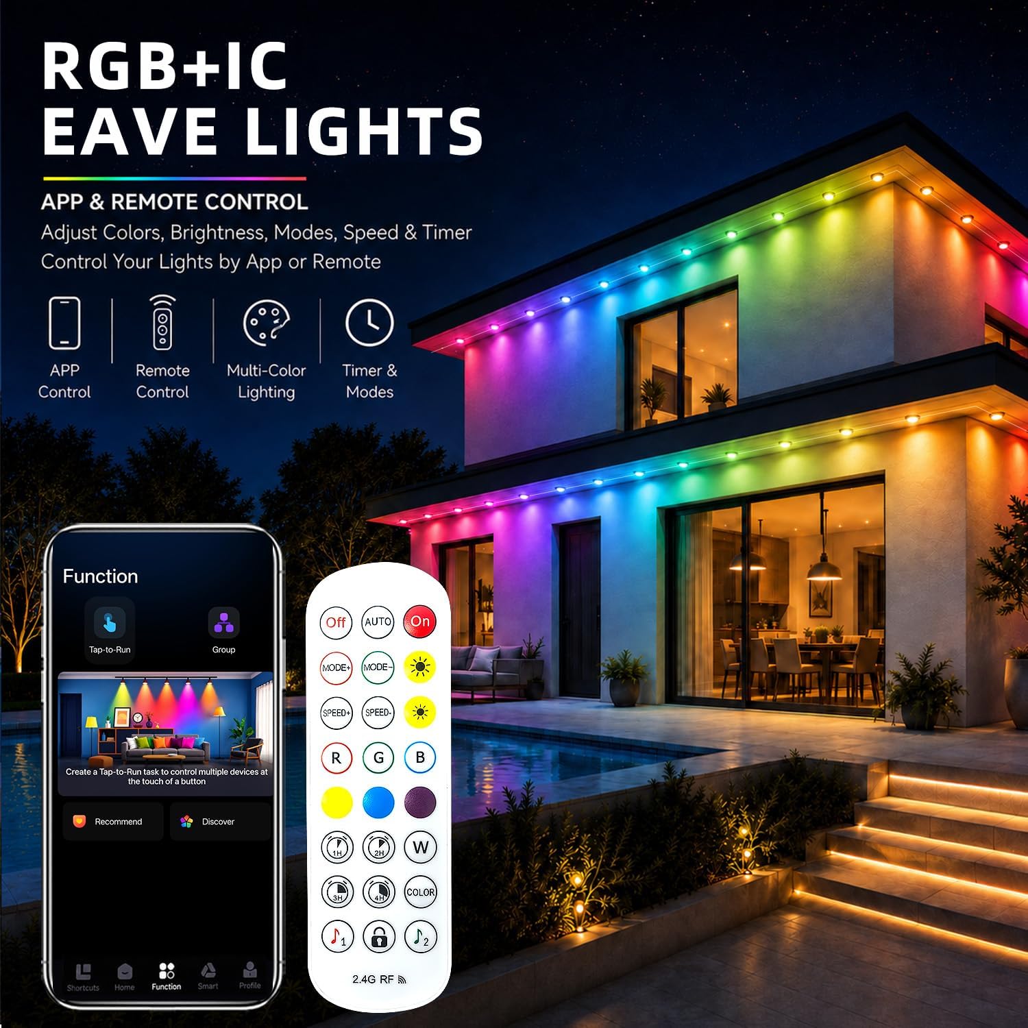 Detalle 1 de Yeewhale-WYD200ft Permanent RGB+IC Outdoor Eaves Lights with App and Remote