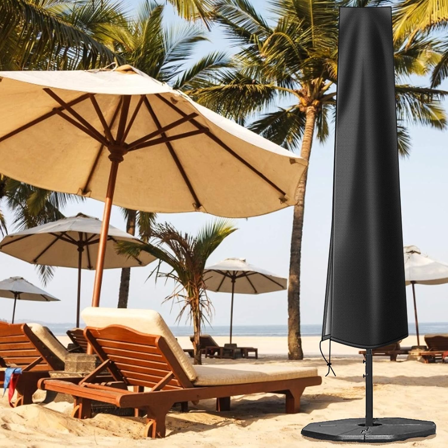 Thumbnail 6 de OKPOW Waterproof Parasol Cover (Heavy Duty 600D) for 2m–3m Outdoor Umbrellas