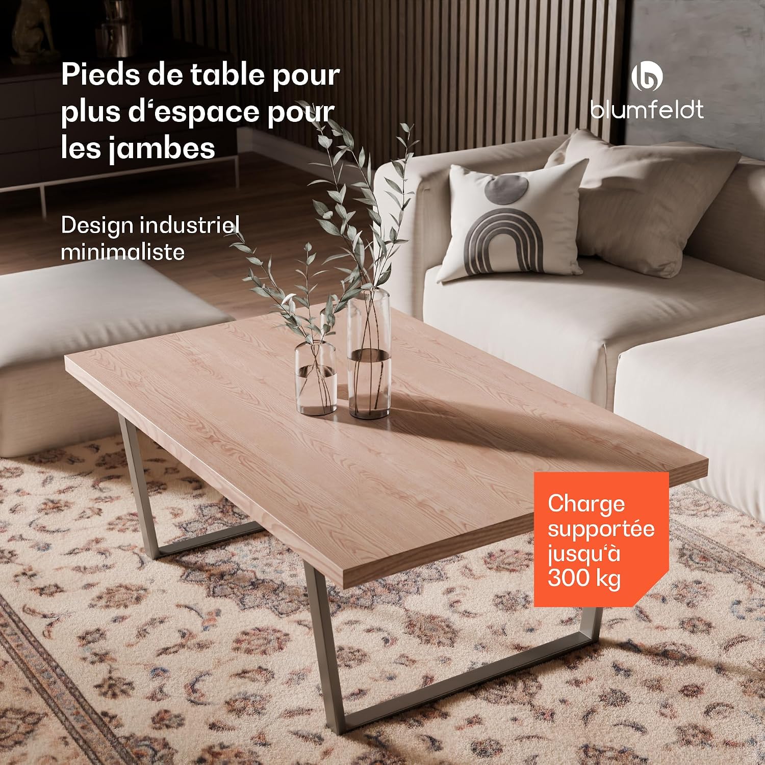 Detalle 2 de blumfeldt Ayr – stalowe nogi do stołu, 43 cm, czarne, styl industrialny