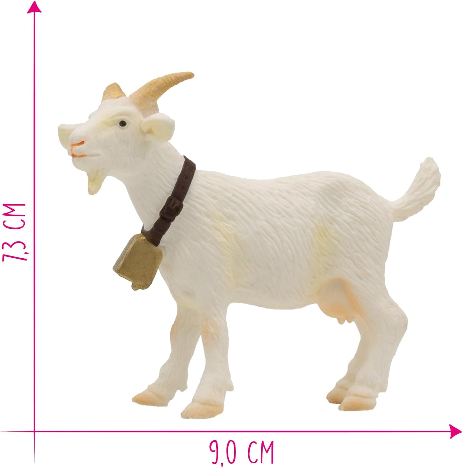 Detalle 2 de Bullyland 62318 – Spielfigur Ziege weiß, ca. 9 cm, detailgetreu, PVC-frei