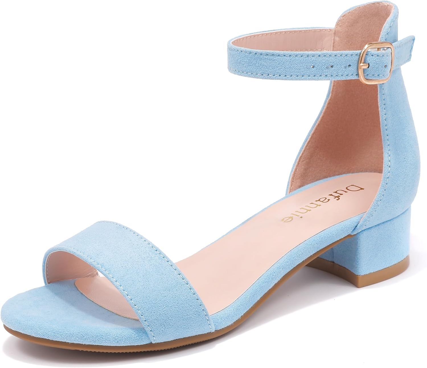 Detalle de Dufannie Girls Dress Sandals with 1.2-Inch Low Block Heel and Adjustable Strap