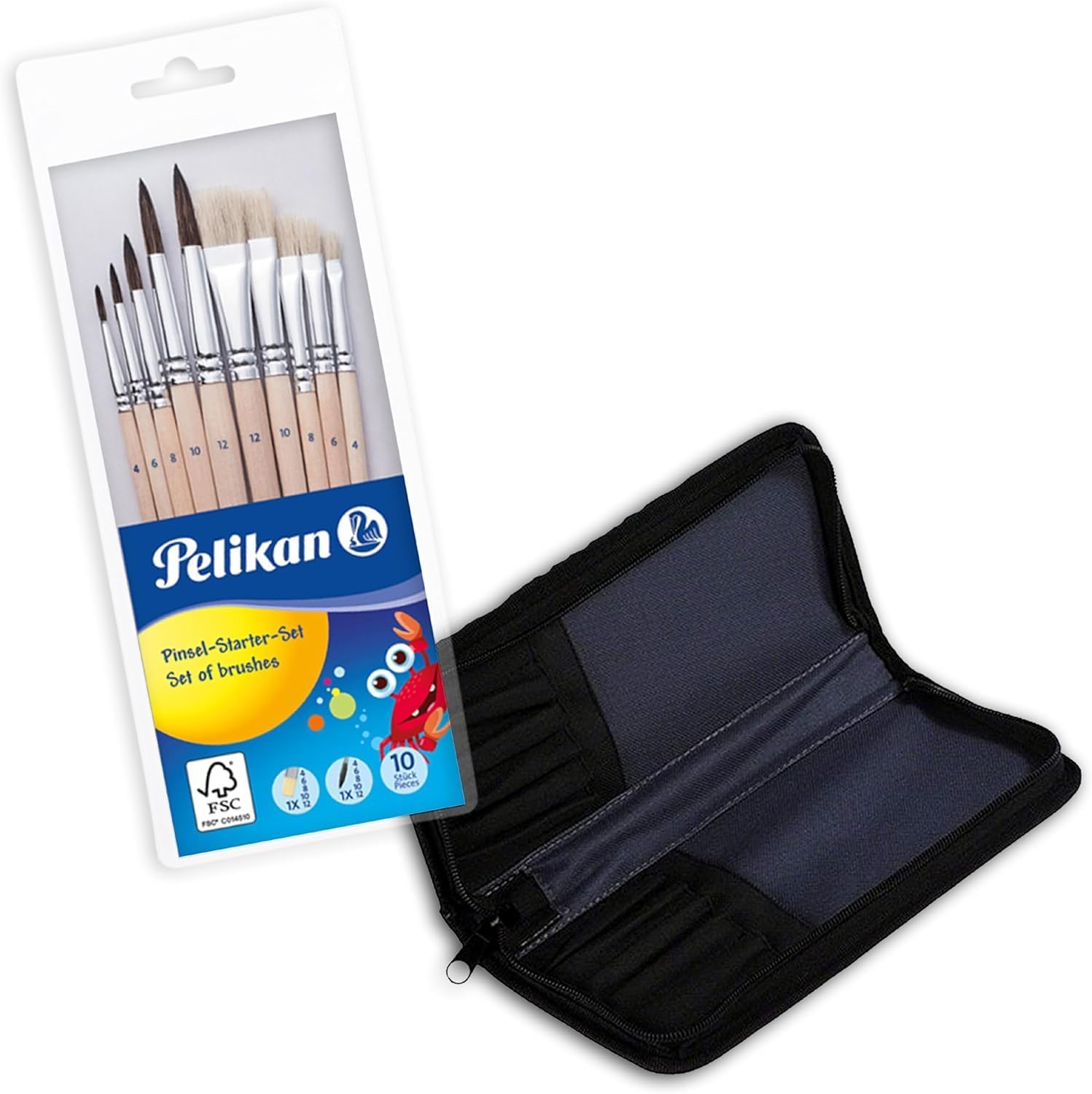 Thumbnail 6 de Pelikan Pinsel Starter-Set (10-teilig) mit 5 Haar- und 5 Borstenpinseln für Schule & Studium