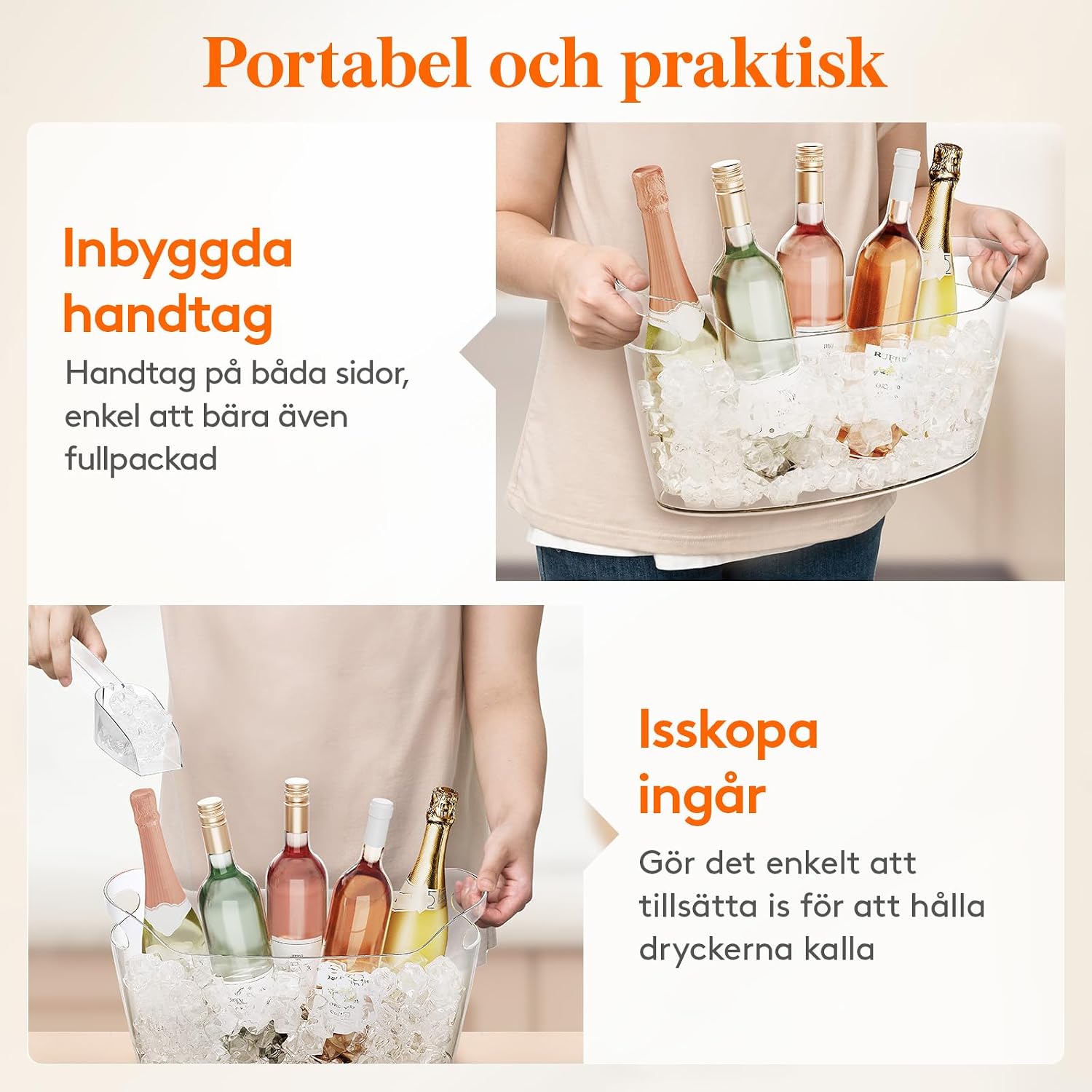Detalle de Lifewit 24495 champagnekylare, 6,5 l i PET med handtag och isskopa
