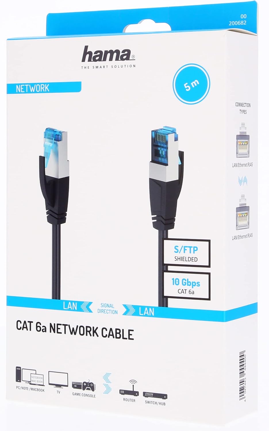 Thumbnail 1 de Hama câble réseau RJ45 Cat 6a blindé S/FTP 10 Gbit/s, 15 m