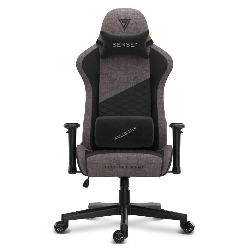 Detalle de SENSE7 Spellcaster Senshi Edition: Silla Gaming ergonómica de tela con soporte lumbar en gris