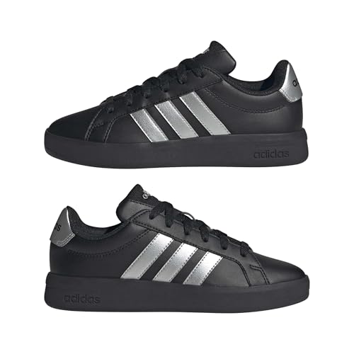 Detalle de adidas Grand Court 3.0 Junior, chaussures enfant noires et argentées, 36 2/3 EU