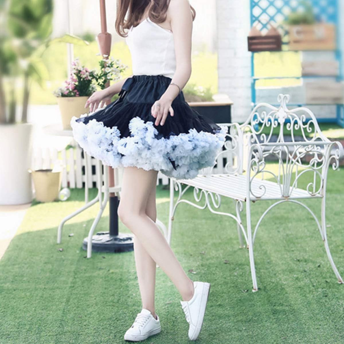 Detalle de Colyanda 3-Layered Pleated Tulle Petticoat Tutu Skirt with Elastic Waist