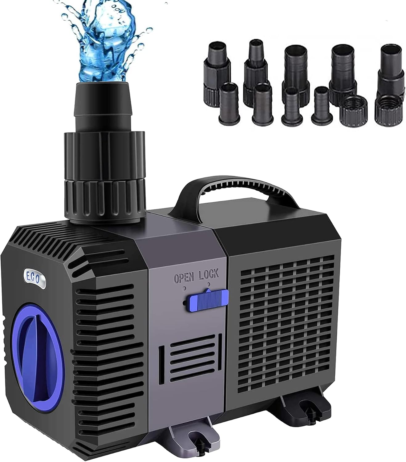 Detalle de YAOBLUESEA Eco Teichpumpe & Filterpumpe 3000 l/h, 10 W – Tauchpumpe für Teich, Bachlauf und Aquarien