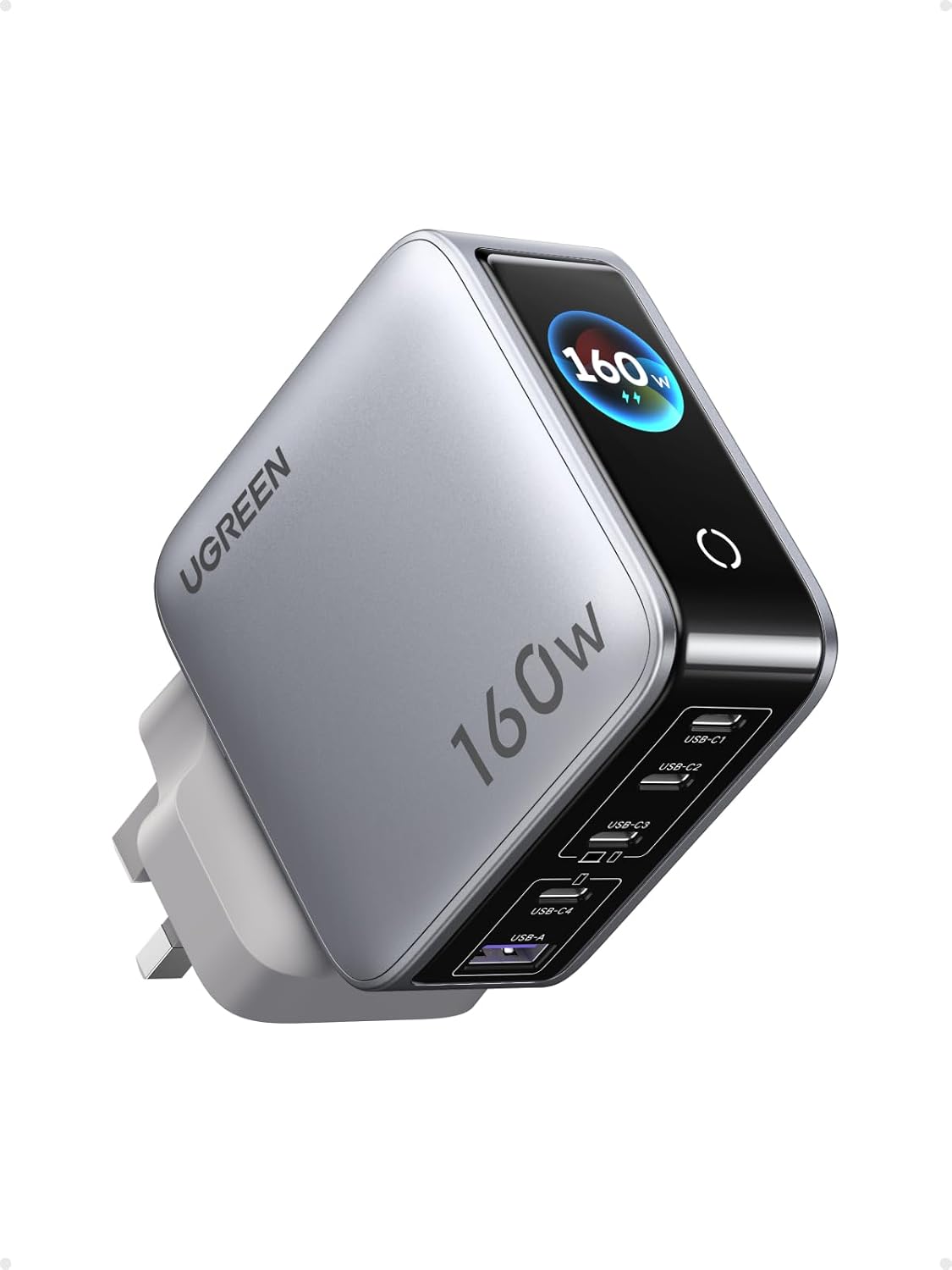 Detalle de UGREEN 160W Nexode Pro 5-Port GaN Fast Charger with Smart Display