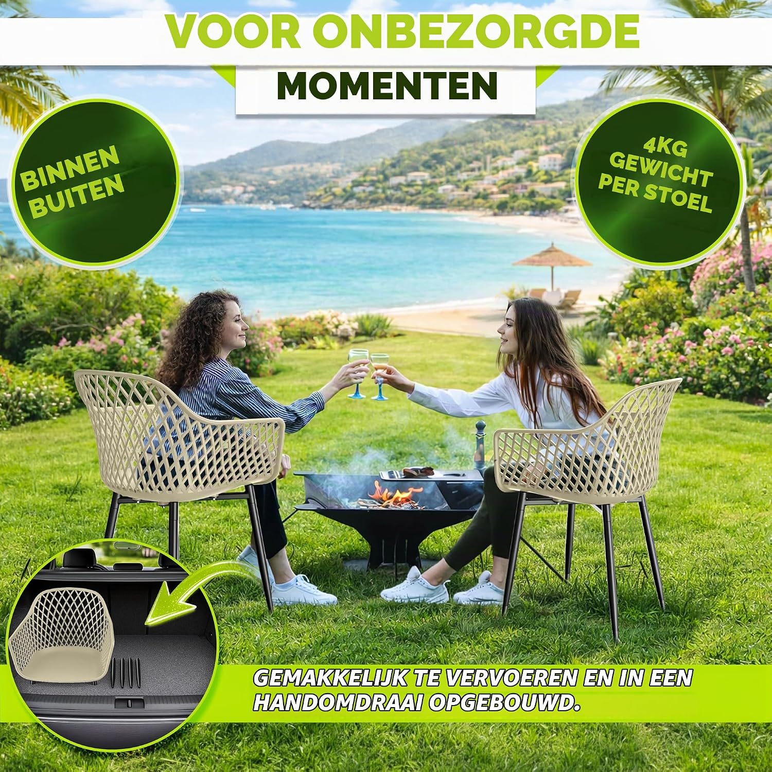 Thumbnail 6 de tillvex TVMVGS tuinstoelset met armleuningen, uv-bestendig kunststof