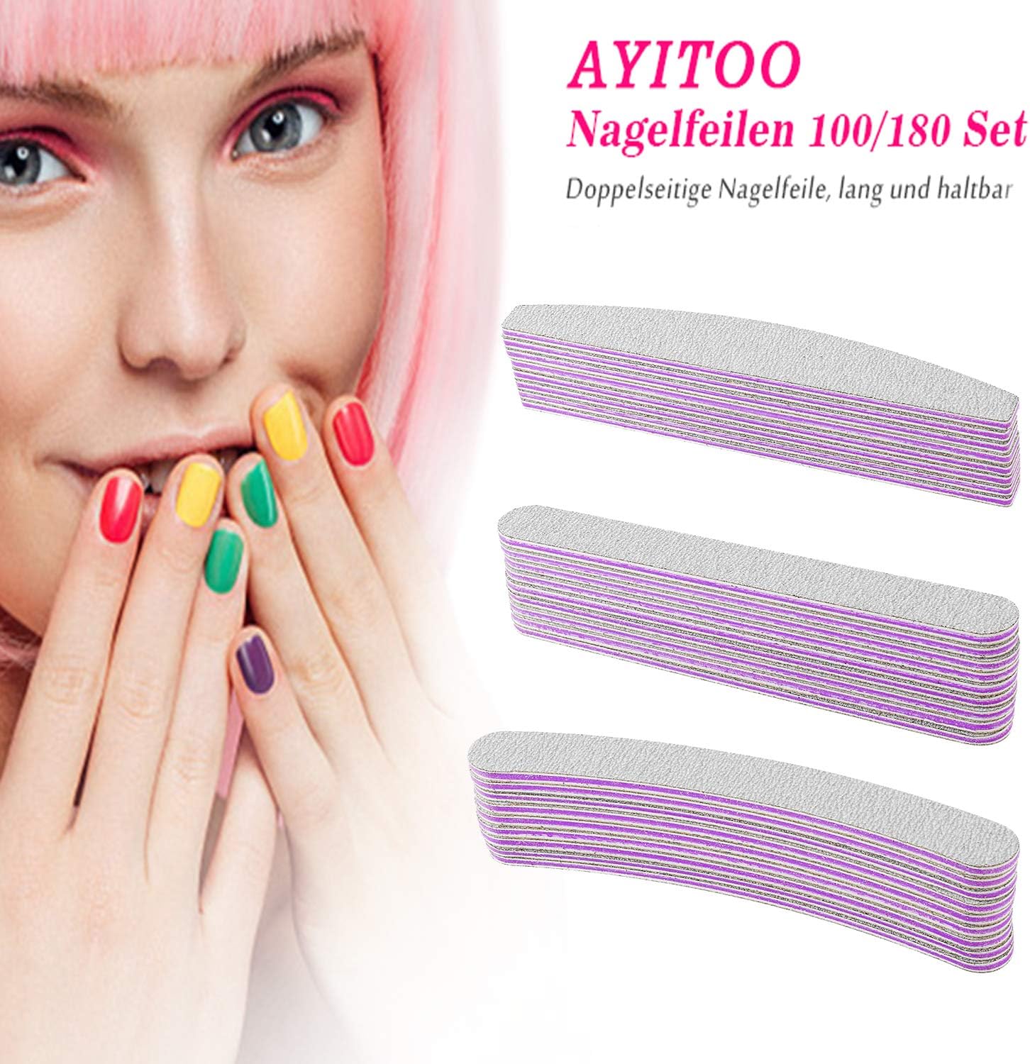 Thumbnail 3 de AYITOO Nagelfeilen 50 Stück 100/180 Gerade