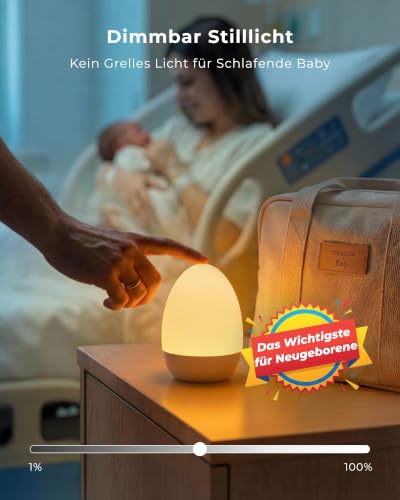 Detalle 1 de FULNIX Nachtlicht für Babyzimmer, dimmbare Eierlampe mit 14 RGB-Farben
