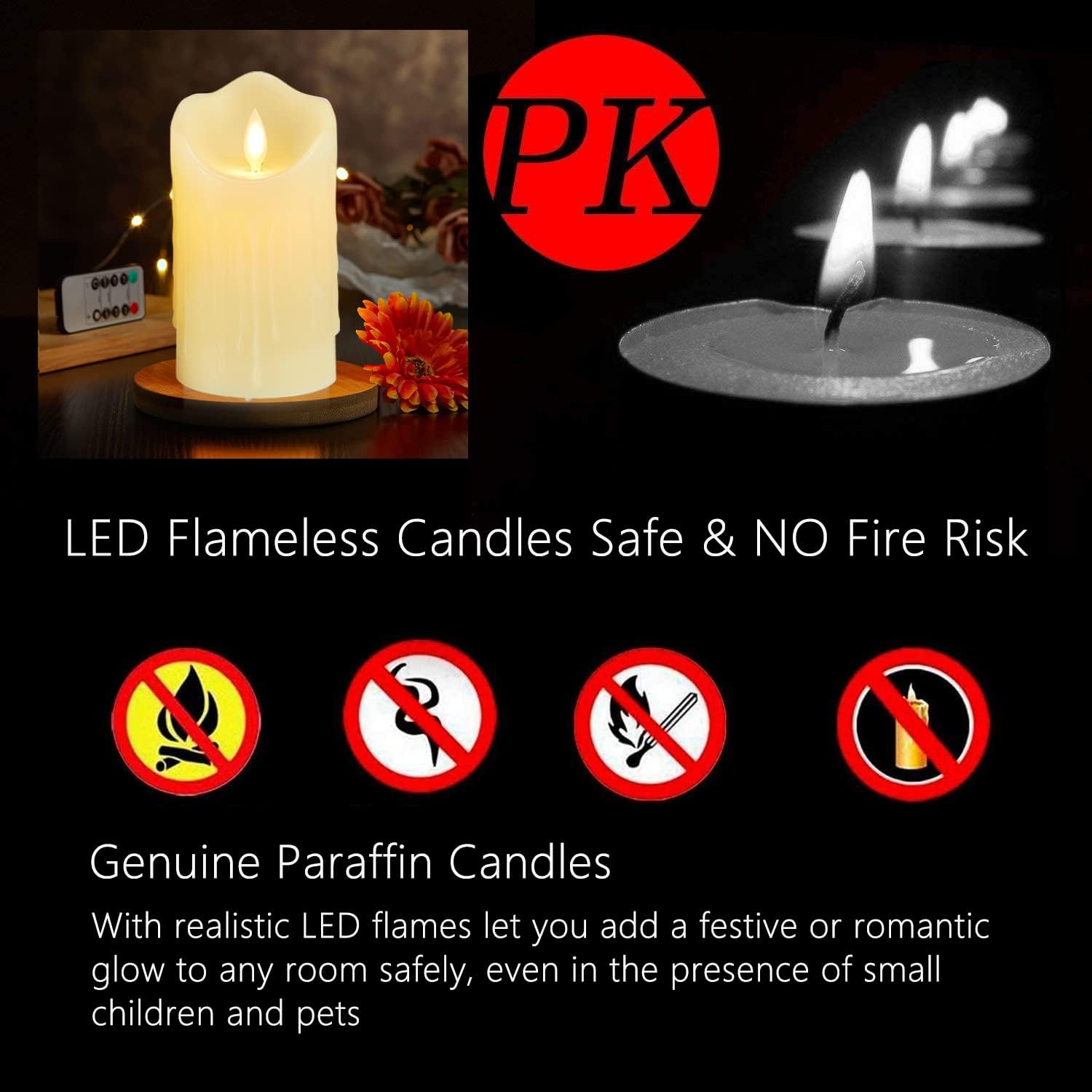 Thumbnail 2 de Lonkenn Candele LED 2 pezzi con fiamma tremolante e telecomando, timer