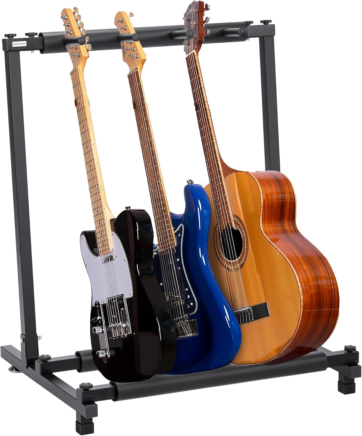 Detalle de Soporte Guitarra de suelo para 3 instrumentos de T-LOVENDO.ES | Rack plegable universal
