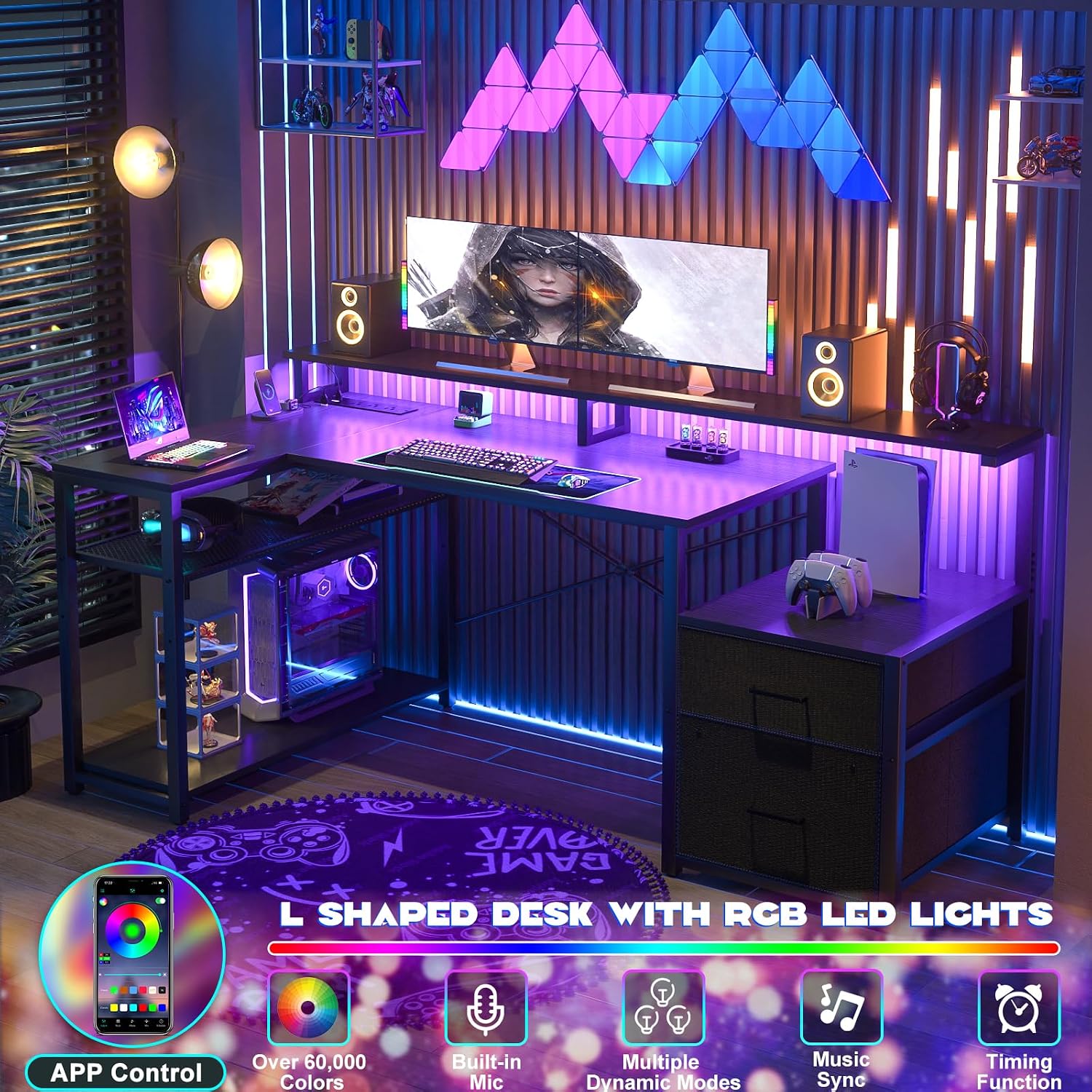 Detalle de Aheaplus L-Shaped Desk with MDF Board