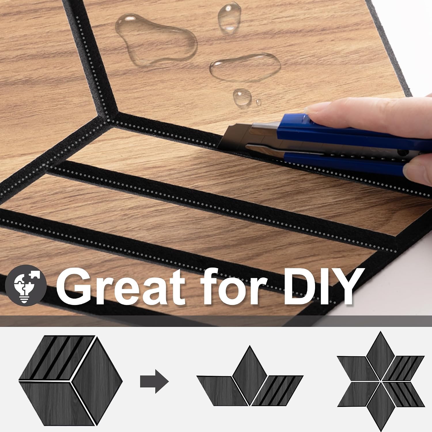 Thumbnail 3 de Mollywell Black Oak Hexagon Acoustic Panels, Self-Adhesive, 12 Pack