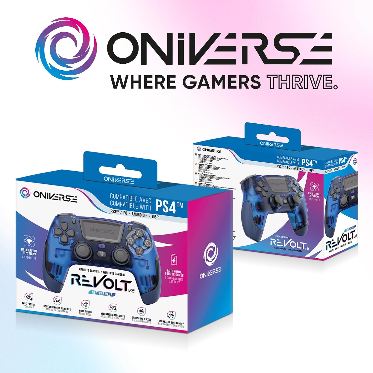 Thumbnail 6 de Oniverse Revolt Blue ONICTR1V2-PS4-BLU – bezprzewodowy kontroler z efektem Halla
