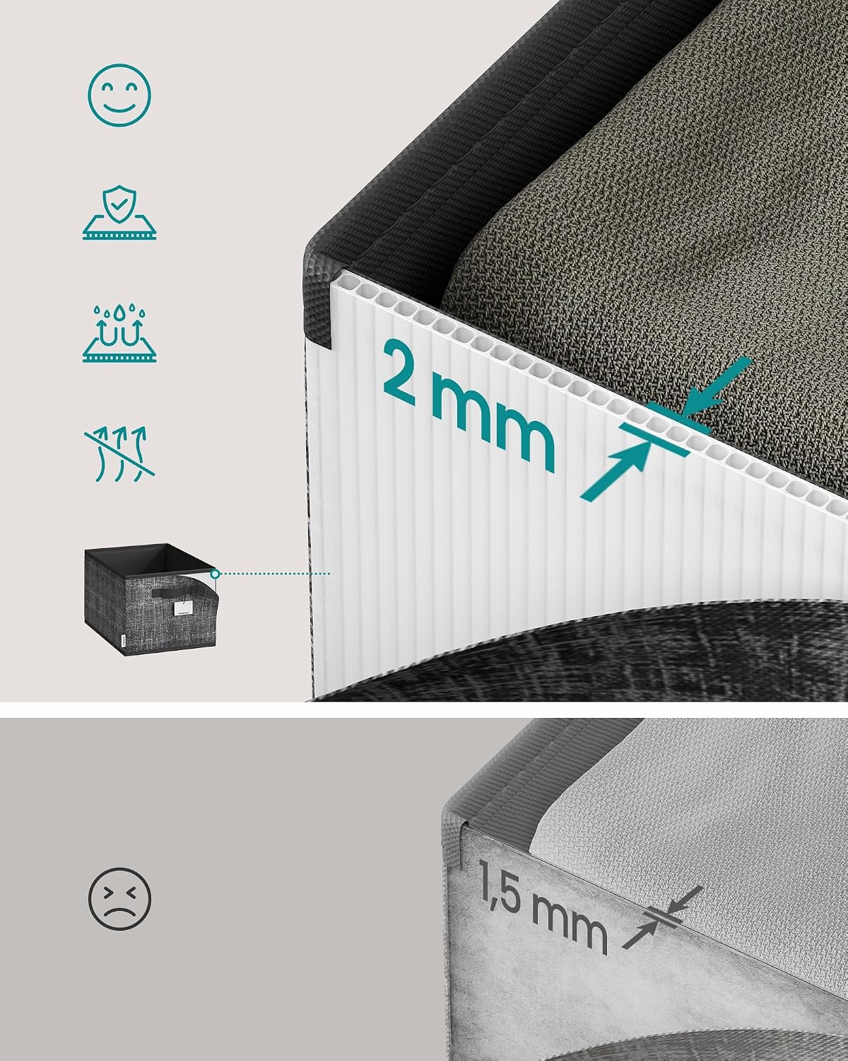 Detalle de SONGMICS TINA ROB450B01 – zestaw 3 składanych pudełek 45 l