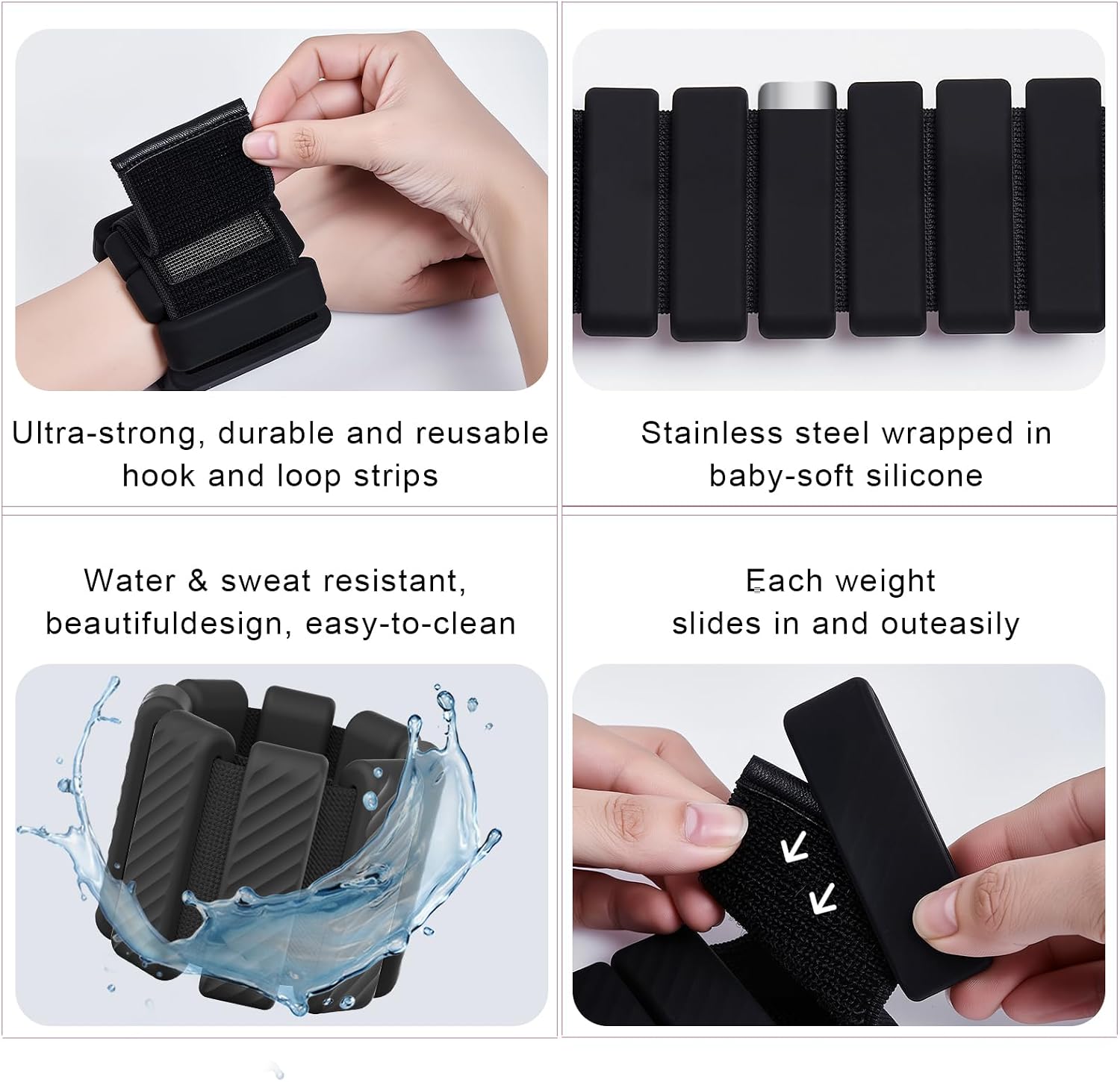 Detalle de Wrist & Ankle Weights for Women — 2×1lb Adjustable Silicone Weights Set (Total 2lbs)