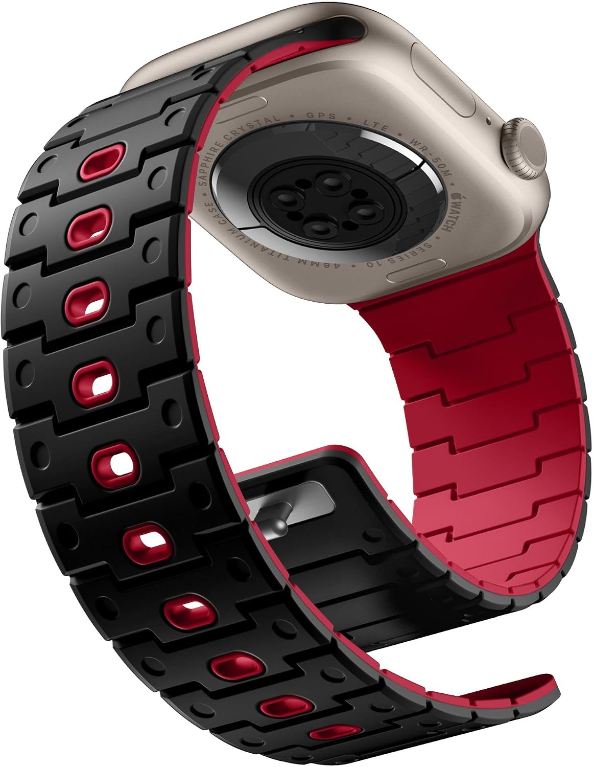Detalle de Bandletic Magnetic Strap for Apple Watch — Soft Silicone, Dual-Security Magnetic & Pin‑Tuck, 42–49mm (for Ultra/Series/SE)