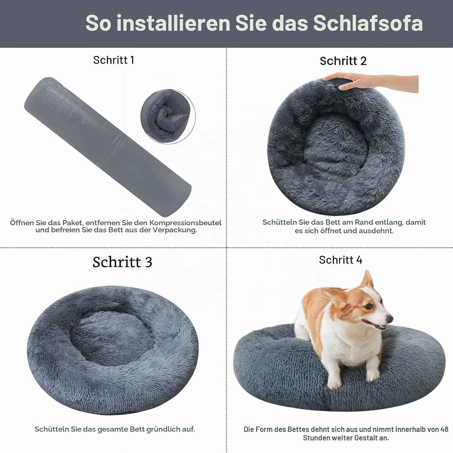 Detalle de Nisrada Katzenbetten Round 60 cm – rutschfeste, waschbare Schlafkugel für Innenkatzen, Katzen- oder Welpenbett