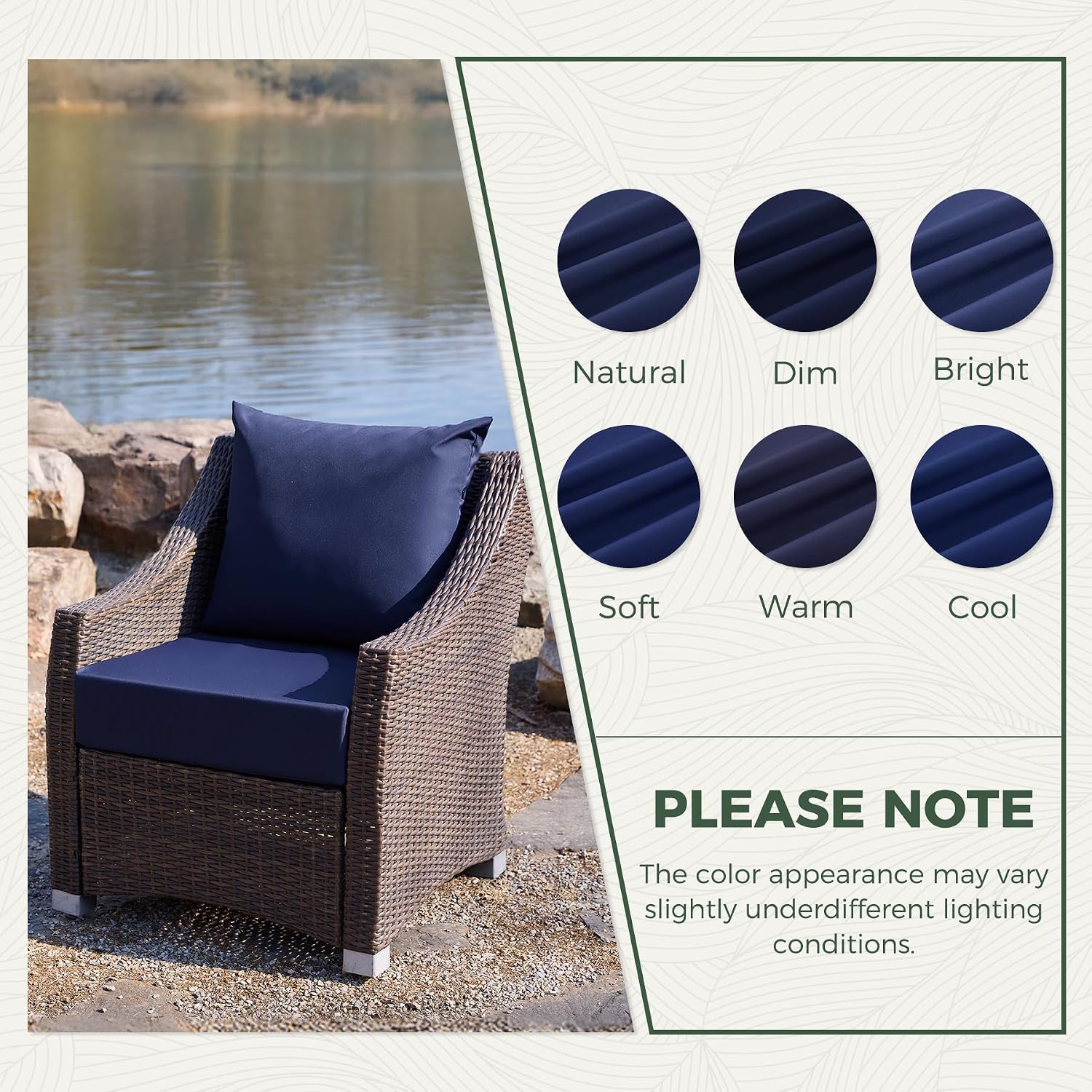 Thumbnail 6 de Zonamat ZM-24244-NavyBlue Outdoor Cushion Set, 24 x 24-Inch, Removable Covers