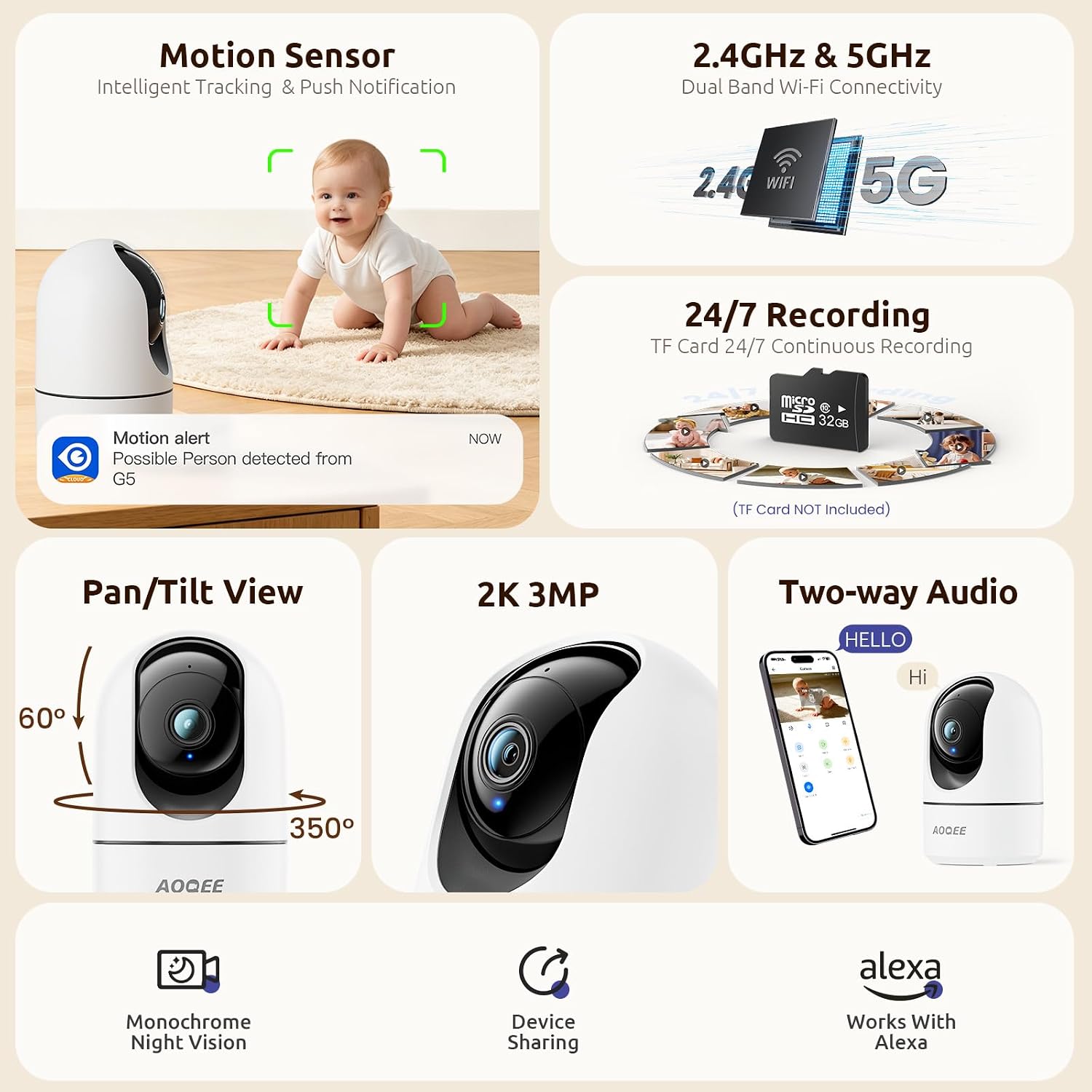 Detalle 2 de AOQEE Indoor Security Cameras 2-Pack